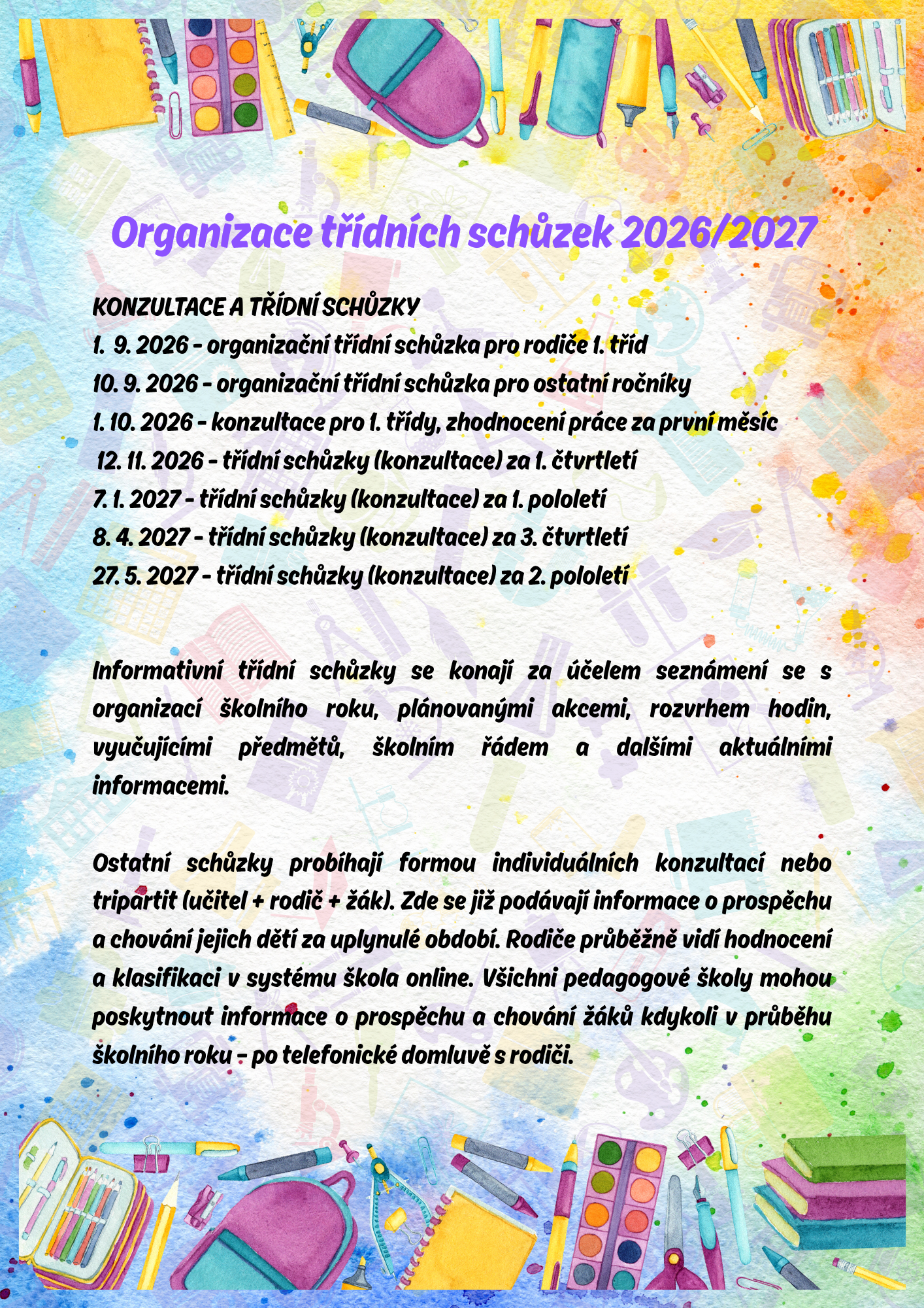 Organizace třídních schůzek
